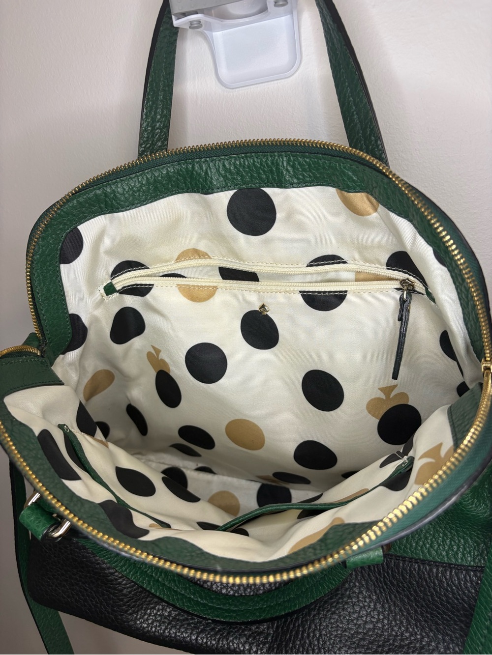 Kate spade Grove Court Satchel Green and Black Pebbled Leather Dome - Picture 6 of 9